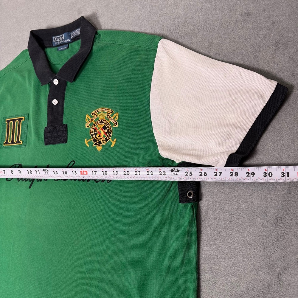 Polo Ralph Lauren Snow Polo Challenge Cup Custom Fit Polo Shirt Green Mens XXL - Picture 5 of 6